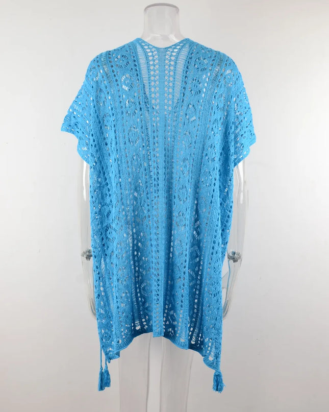 Angel Wings Cutout V-Neck Cover-Up with Tassel 
