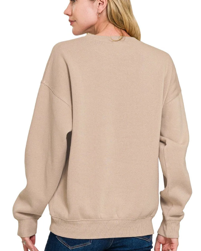 Zenana Fleece Crewneck Long Sleeve Sweatshirt