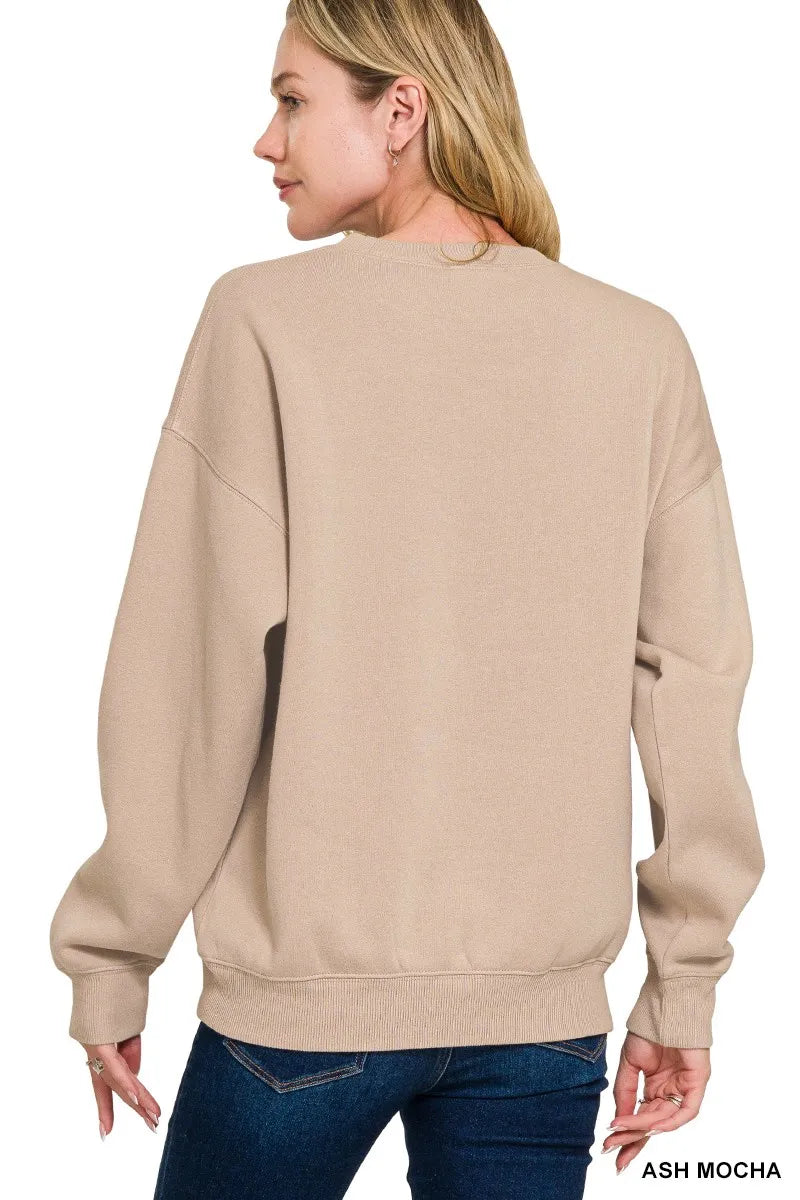 Zenana Fleece Crewneck Long Sleeve Sweatshirt