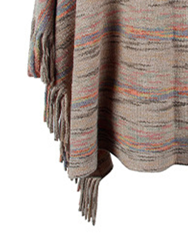 Round Neck Fringe Detail Sleeve Poncho