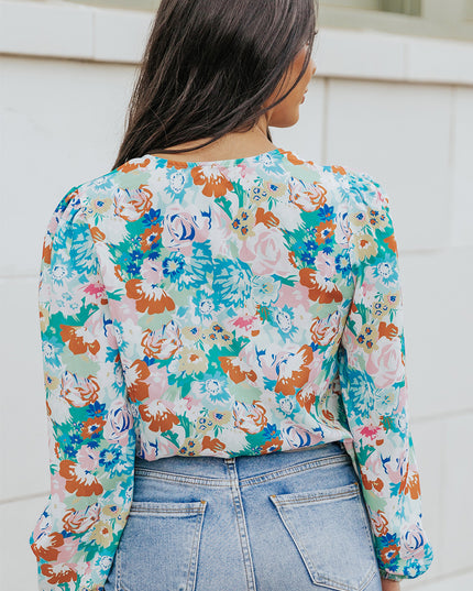 Floral Long Balloon Sleeve Bodysuit