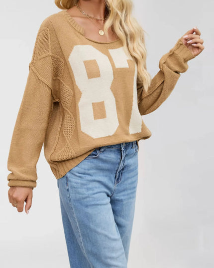 Number 81 Oversized Cable Knit Sweater