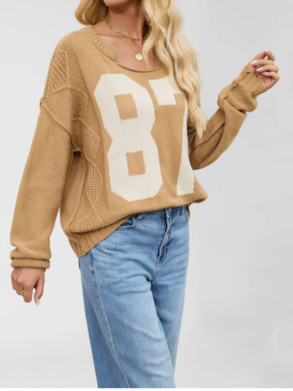 Number 81 Oversized Cable Knit Sweater
