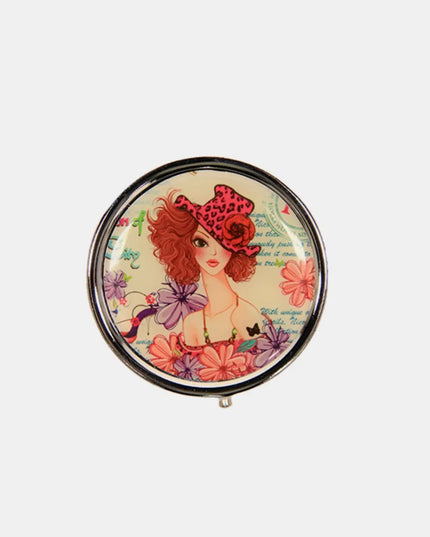 Nicole Lee USA Print Metallic Circular Large Pill Case Sunny White One Size
