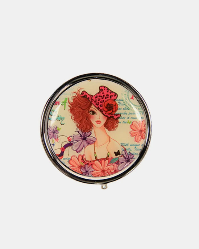 Nicole Lee USA Print Metallic Circular Large Pill Case Sunny White One Size