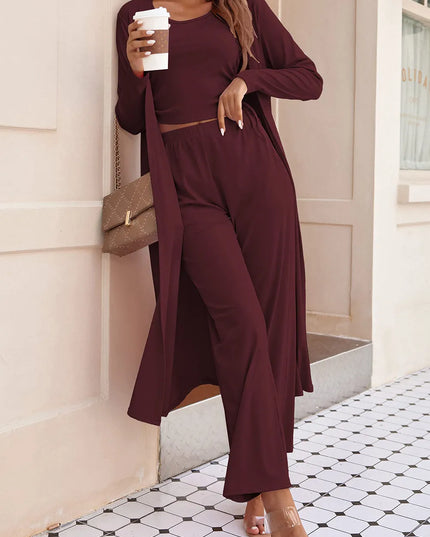 Drawstring Tank, Long Sleeve Cover Up and Pants Set