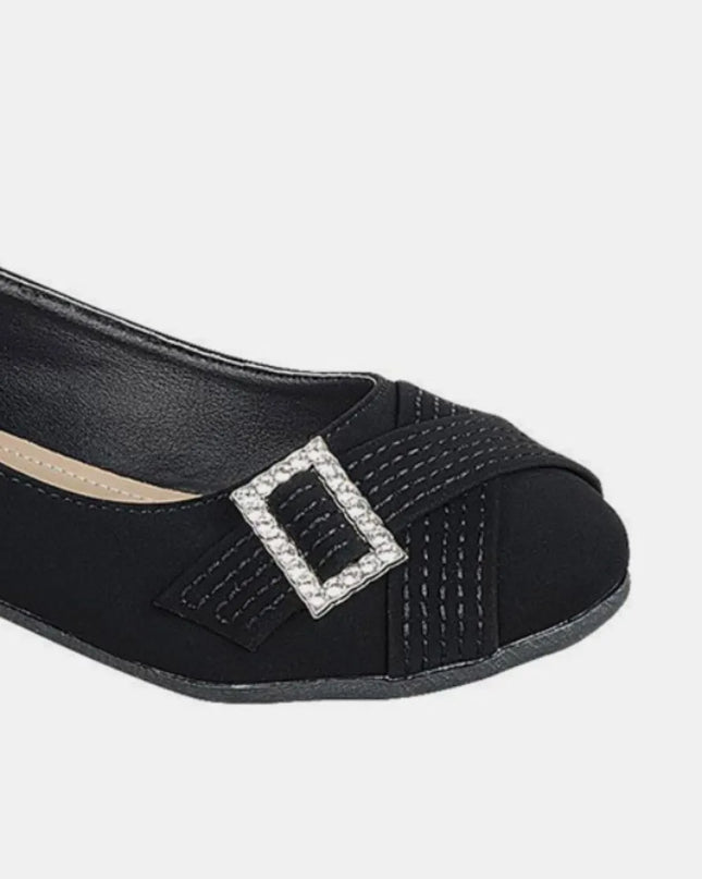Forever Link Slip On Rhinestone Buckle Ballet Flats