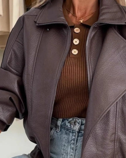 Leather Zip Up Jacket