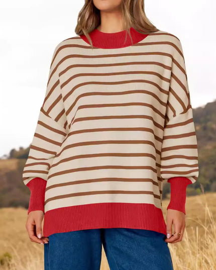 Striped Round Neck Long Sleeve Sweater