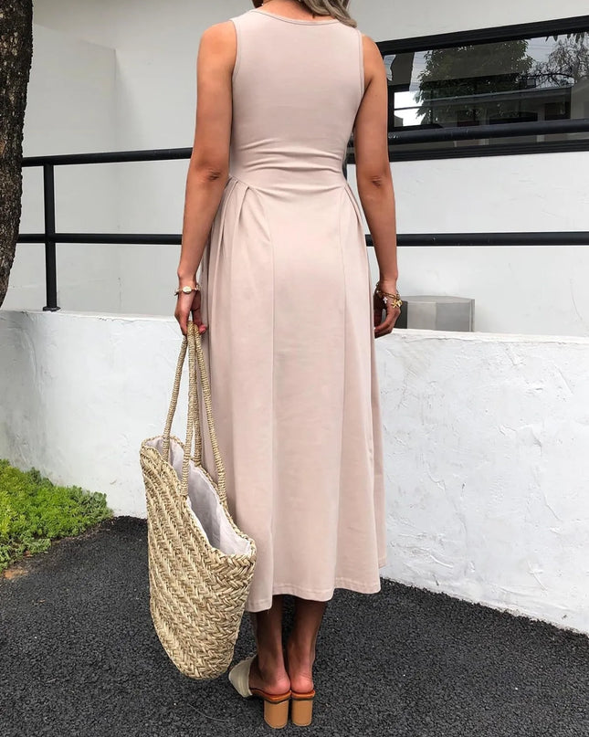 V-Neck Midi Tank Dress