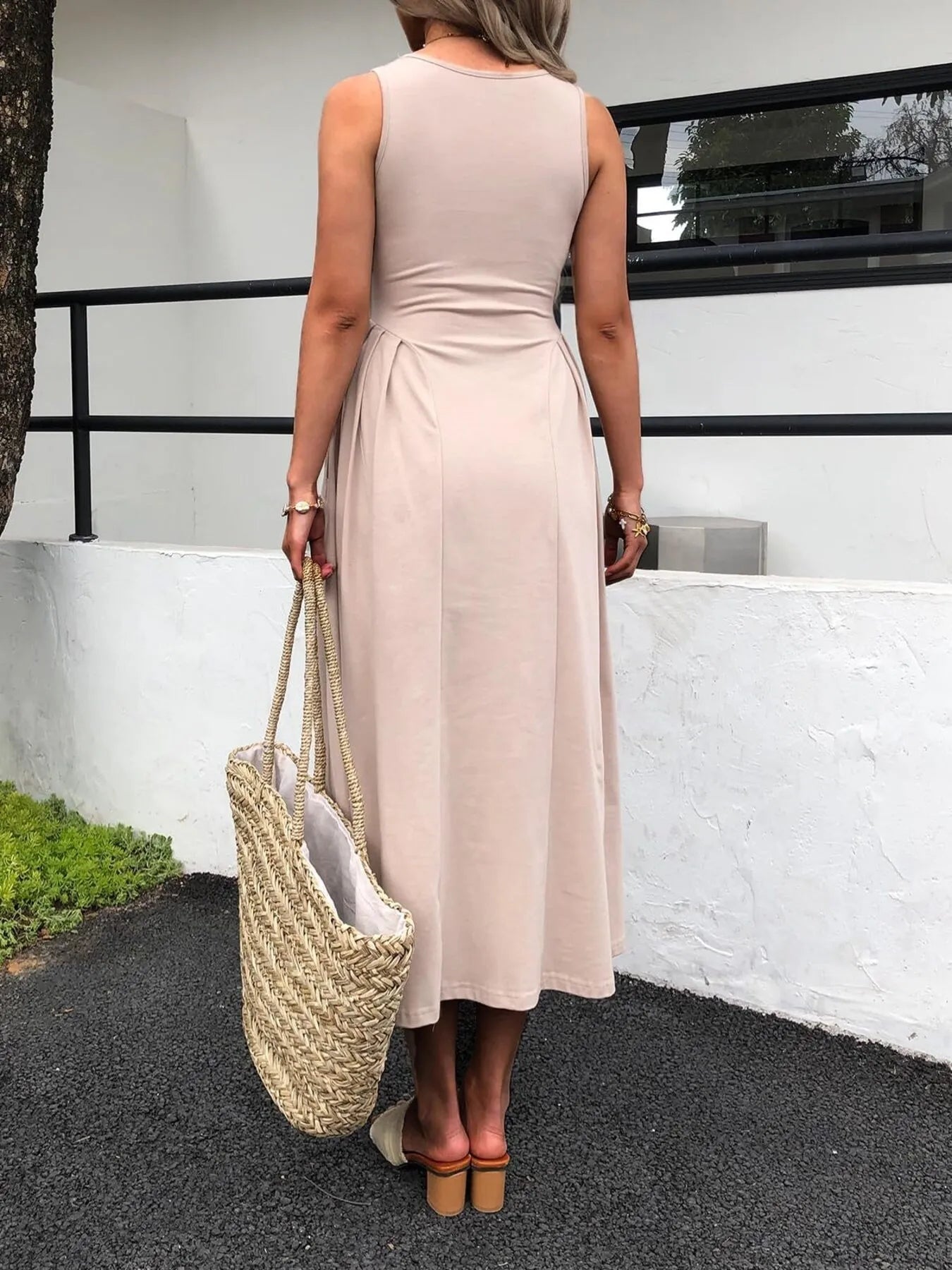 V-Neck Midi Tank Dress