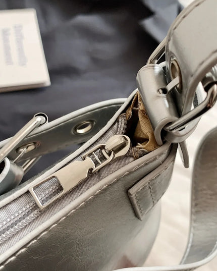 PU Leather Buckle Shoulder Bag 