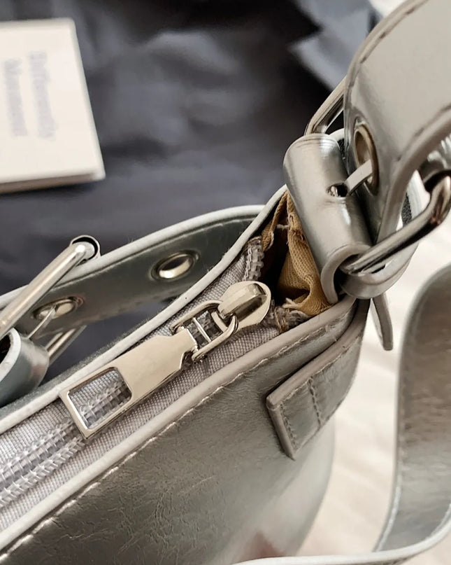 PU Leather Buckle Shoulder Bag 