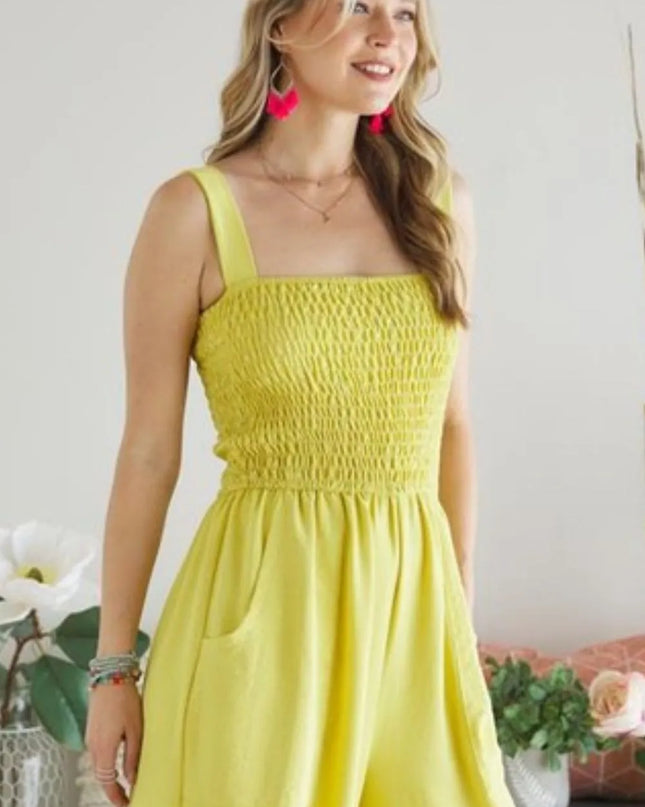 ADORA Smocking Top Wide Leg Jumpsuit 