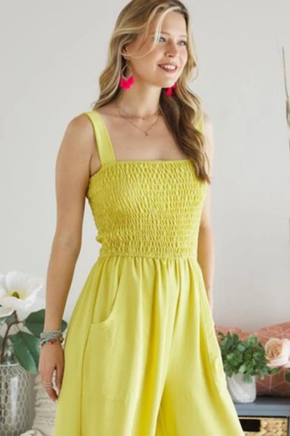 ADORA Smocking Top Wide Leg Jumpsuit 