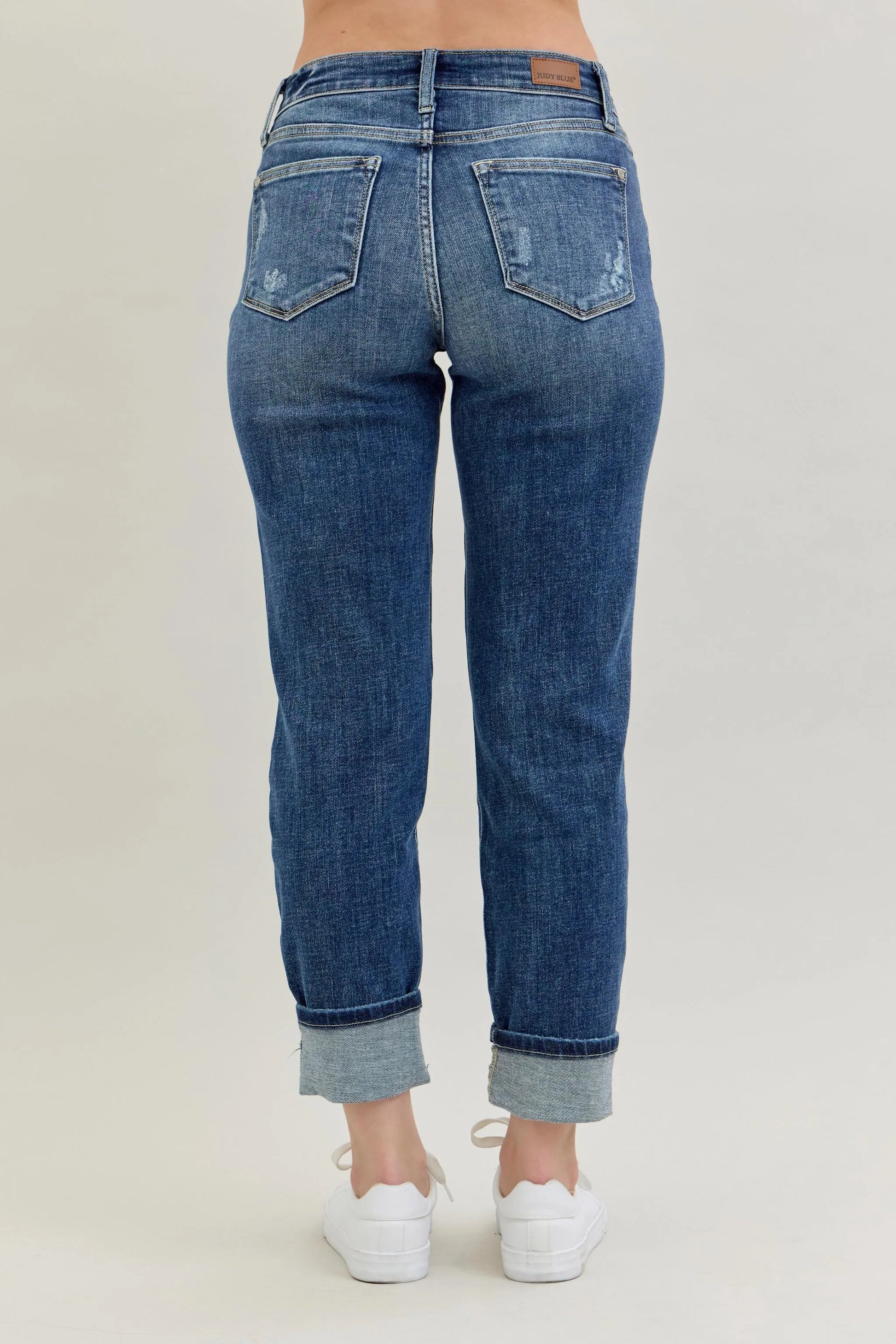 Judy Blue Full Size Mid Rise Cuffed Destroy Bf Jeans Plus Size