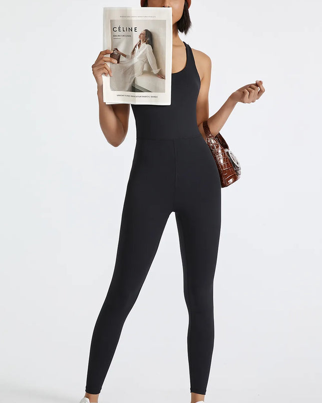 Crisscross Back Wide Strap Active Jumpsuit 