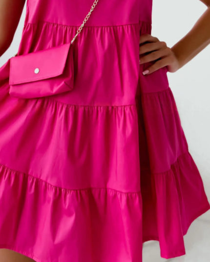 Ruffle Sleeve Tiered Swing Dress