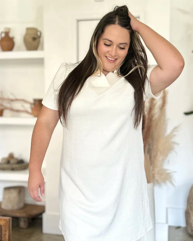 Double Take Full Size Texture Short Sleeve Dress