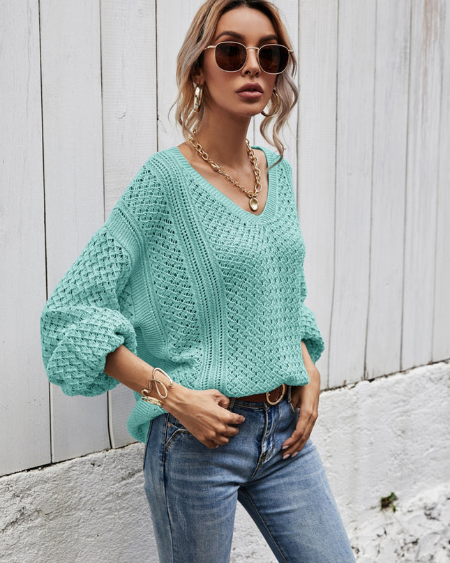 Angel Wings V-Neck Dropped Shoulder Sweater