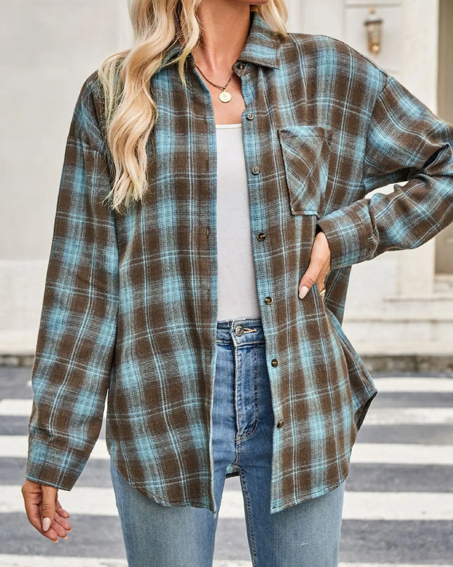 Plaid Button Up Long Sleeve Shirt
