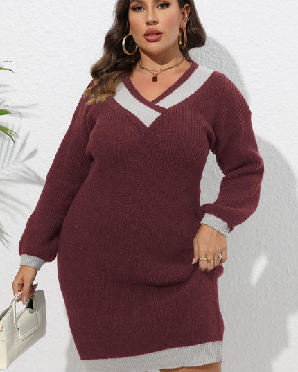 Plus Size Long Sleeve Sweater Dress