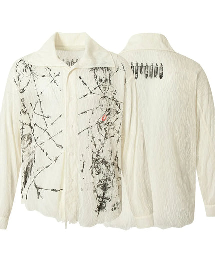 Men's Abstract Print Button-Up Shirt