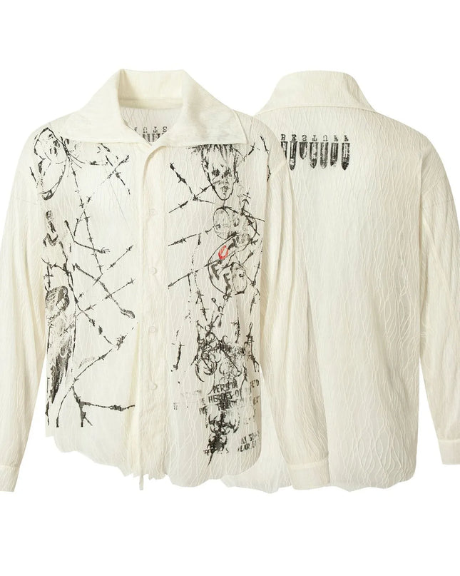 Men's Abstract Print Button-Up Shirt