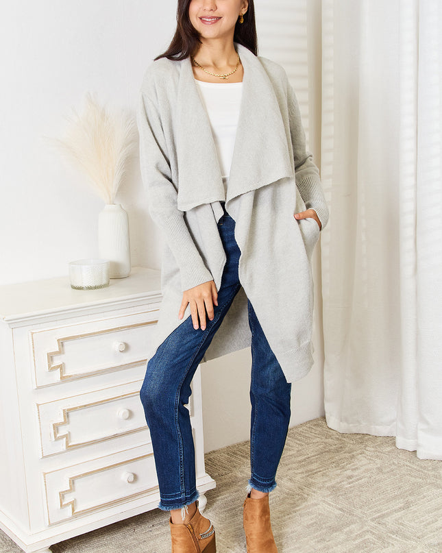 Angel Wings Open Front Duster Cardigan with Pockets