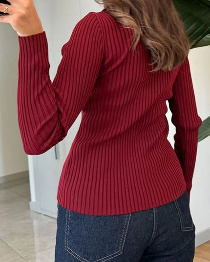Ribbed Button-Front Long Sleeve Cardigan