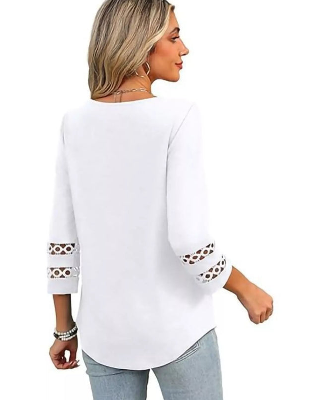 Full Size V-Neck 3/4 Sleeve T-Shirt Plus Size