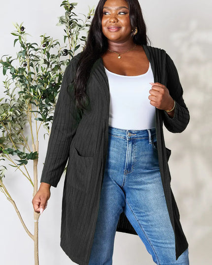 Basic Bae Full Size Hooded Sweater Cardigan