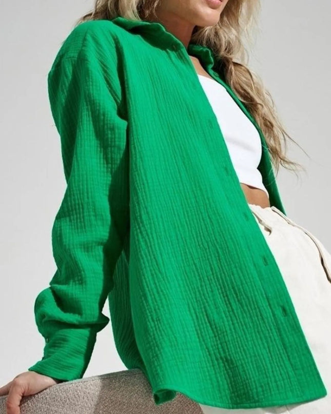 Button Up Long Sleeve Texture Shirt