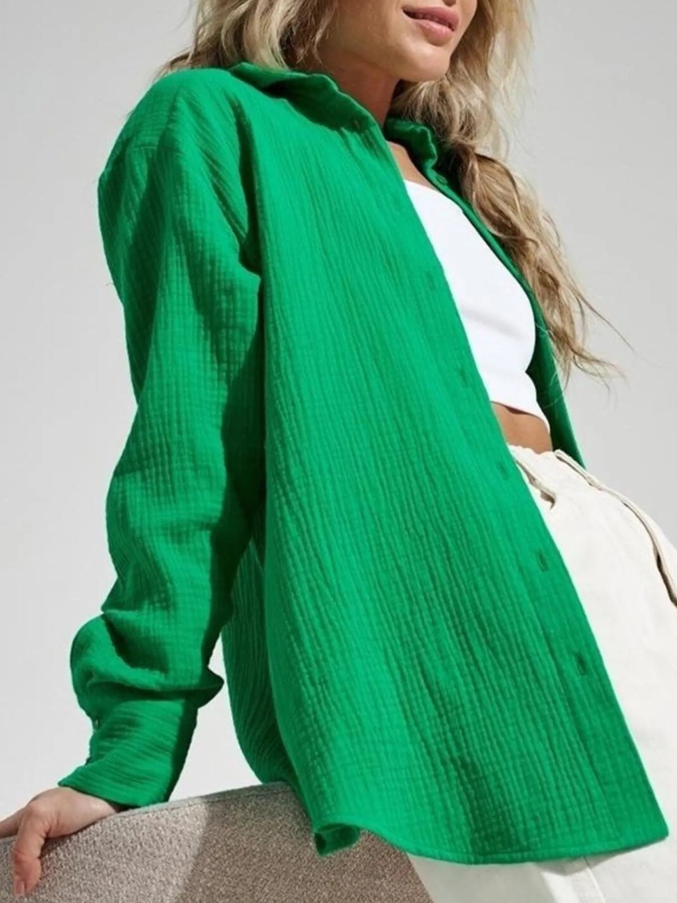 Button Up Long Sleeve Texture Shirt