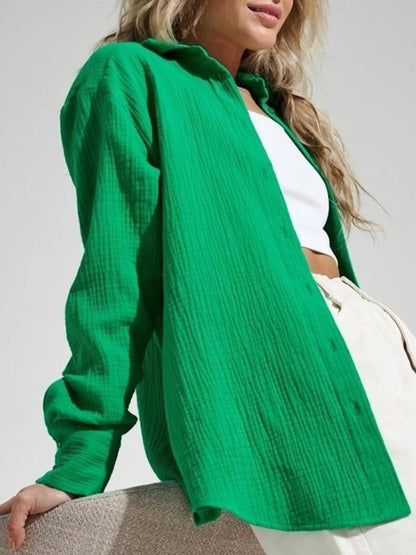 Button Up Long Sleeve Texture Shirt