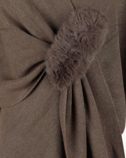 Surplice Neck Pom-Pom Trim Poncho