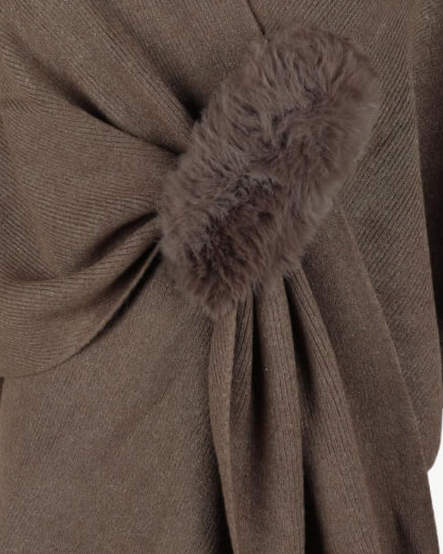 Surplice Neck Pom-Pom Trim Poncho