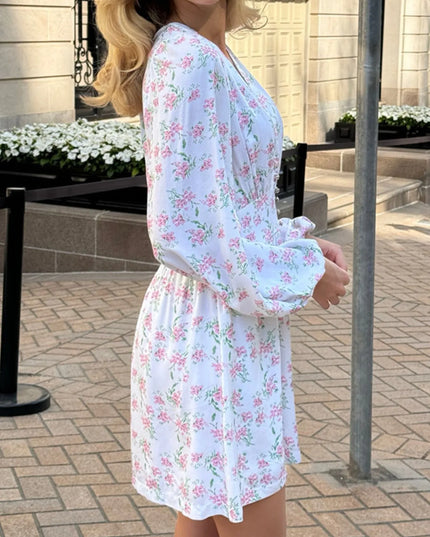 Floral Print Balloon Sleeve Dress