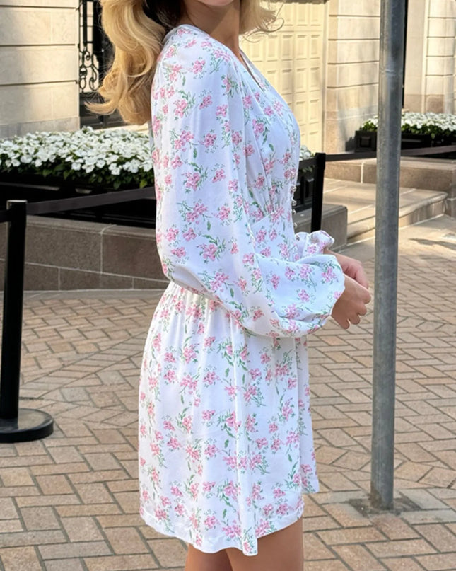 Floral Print Balloon Sleeve Dress