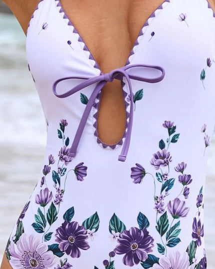 Printed Spaghetti Strap One-Piece Swimwear and Cover Up Swim Set