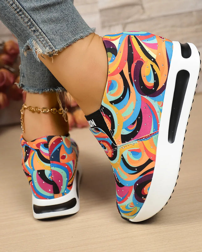 Colorful Abstract Pattern Platform Sneakers