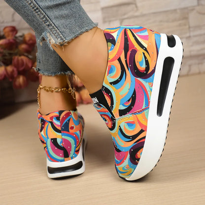 Colorful Abstract Pattern Platform Sneakers