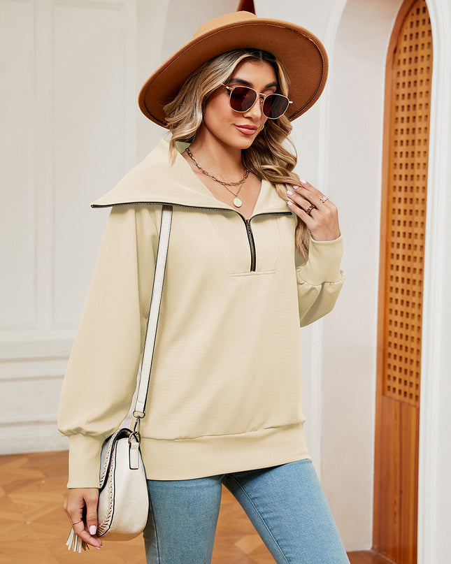 Half-Zip Collared Sweatshirt