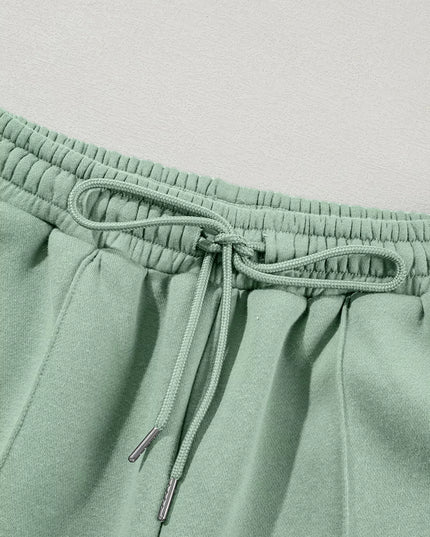 Drop Shoulder Zip Up Jacket and Drawstring Pants Active 2pcs Set