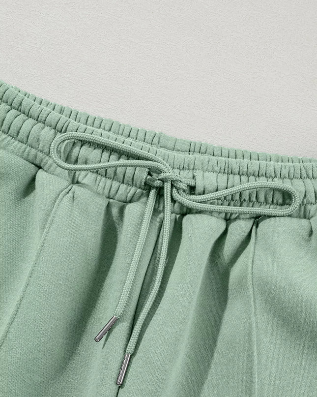 Drop Shoulder Zip Up Jacket and Drawstring Pants Active 2pcs Set