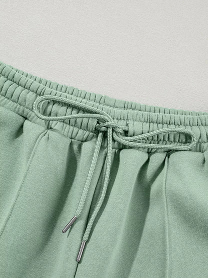 Drop Shoulder Zip Up Jacket and Drawstring Pants Active 2pcs Set