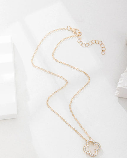 Inlaid Zircon Clover Pendant Necklace