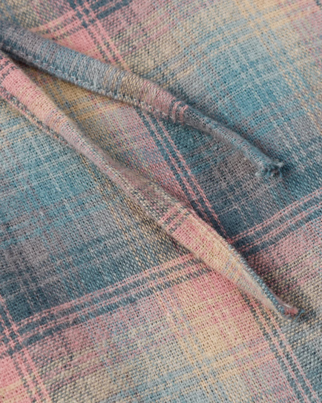 Men's Drawstring Plaid Button Up Hooded Shirt