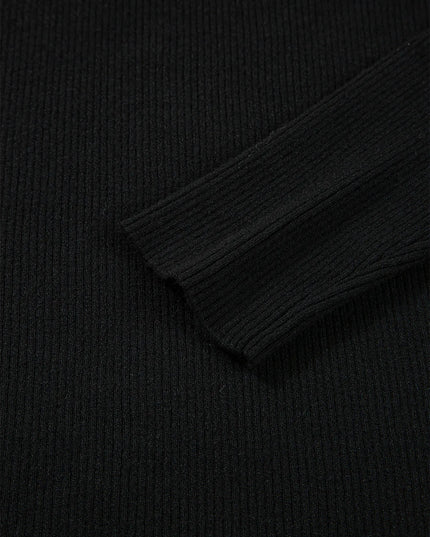 Ribbed Knit Cold Shoulder Sweater