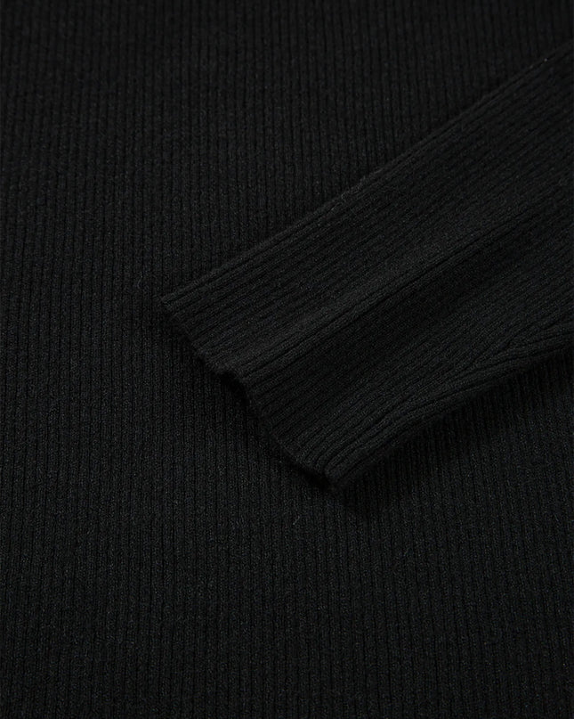 Ribbed Knit Cold Shoulder Sweater